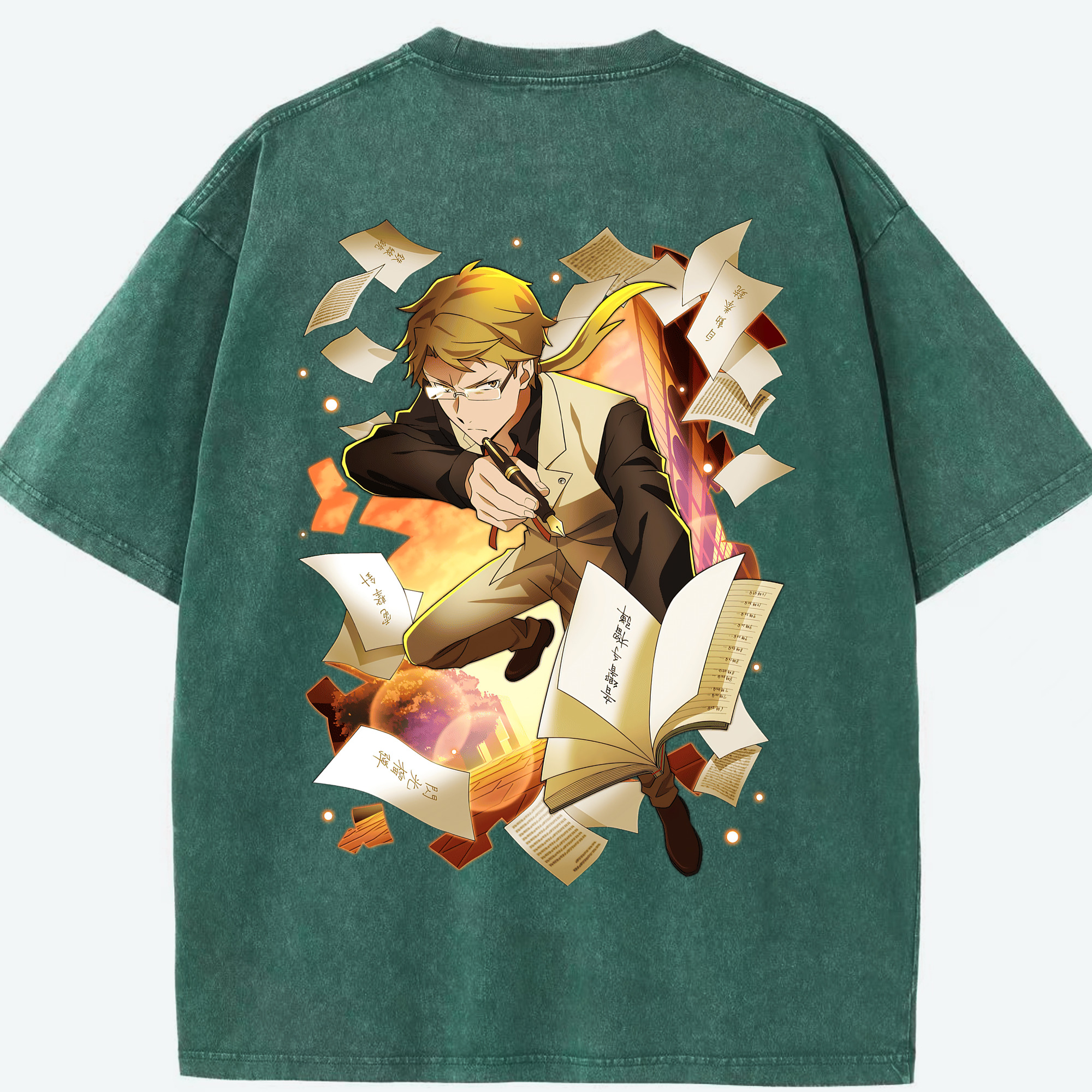 （画像用） 文豪ストレイドッグス Bungo Stray Dogs 綿100% ヴィンテージ風 半袖Tシャツ（背面プリント）